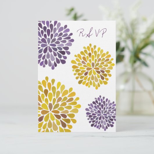 RSVP Paarse geelbloei-stemkaart (Staand voorkant)