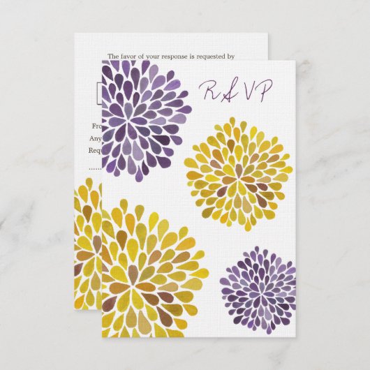 RSVP Paarse geelbloei-stemkaart (Voorkant / Achterkant)