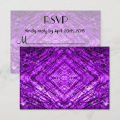 RSVP Paarse Glas in lood caleidoscoop Textuur Kaartje (Voorkant / Achterkant)