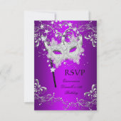 RSVP Paarse Quinceanera 15e verjaardag Masquerade (Voorkant)