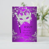 RSVP Paarse Quinceanera 15e verjaardag Masquerade (Staand voorkant)
