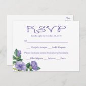 RSVP Paarse Waterverf Bloemenbruiloft Uitnodiging Briefkaart (Voorkant / Achterkant)