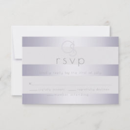 RSVP |  Paarse Zilveren Glanzende Strepen Monogram Kaartje