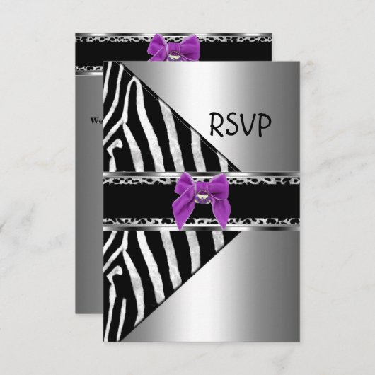 RSVP Paarse zilveren zwarte Zebra Leopard (Voorkant / Achterkant)
