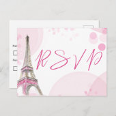 RSVP Parijs Eiffeltoren Roze Wit Sweet 16 Uitnodiging Briefkaart (Voorkant / Achterkant)