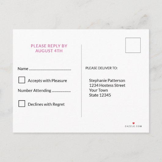 RSVP Parijs Eiffeltoren Roze Wit Sweet 16 Uitnodiging Briefkaart (Achterkant)