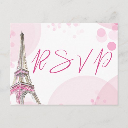 RSVP Parijs Eiffeltoren Roze Wit Sweet 16 Uitnodiging Briefkaart (Voorkant)