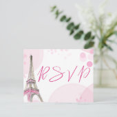 RSVP Parijs Eiffeltoren Roze Wit Sweet 16 Uitnodiging Briefkaart (Staand voorkant)