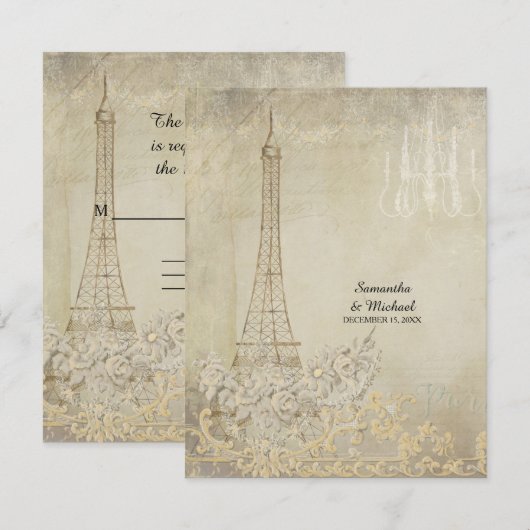 RSVP  Paris Parisian Stylish Wedding (Voorkant / Achterkant)