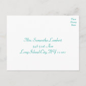 RSVP Party Bloemen Turquoise, Blauwgroen Trouwbloe Uitnodiging Briefkaart (Achterkant)