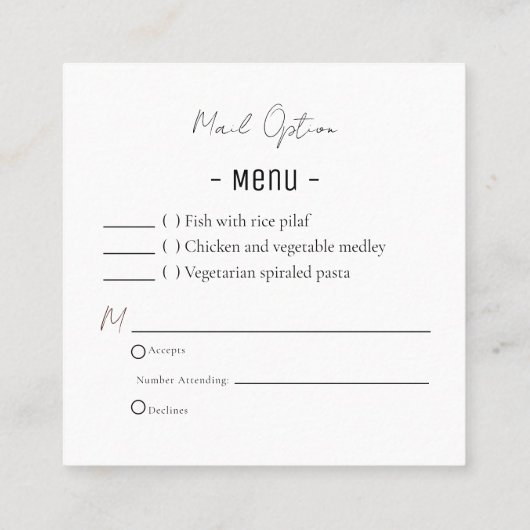 RSVP Party Dubbelzijdige QR-code voor e-mail Vierkante Visitekaartje (Achterkant)