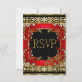 RSVP Party Rood Aziatisch Goud Bamboe Afbeelding Kaartje (Voorkant)