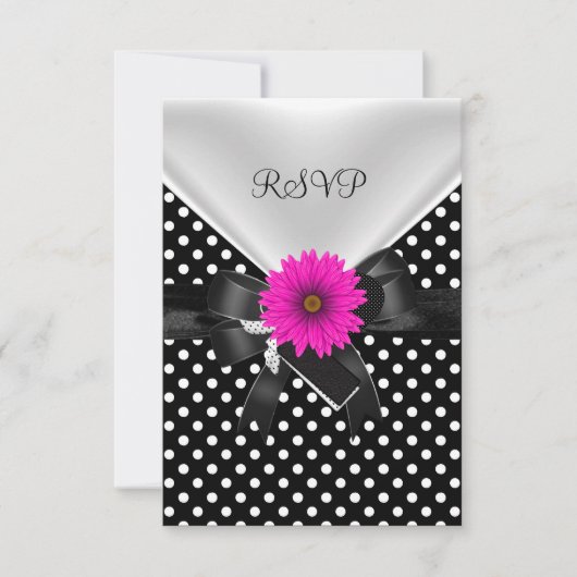 RSVP Party Spot Polka Dot Zwart Wit Roze (Voorkant)