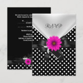 RSVP Party Spot Polka Dot Zwart Wit Roze (Voorkant / Achterkant)