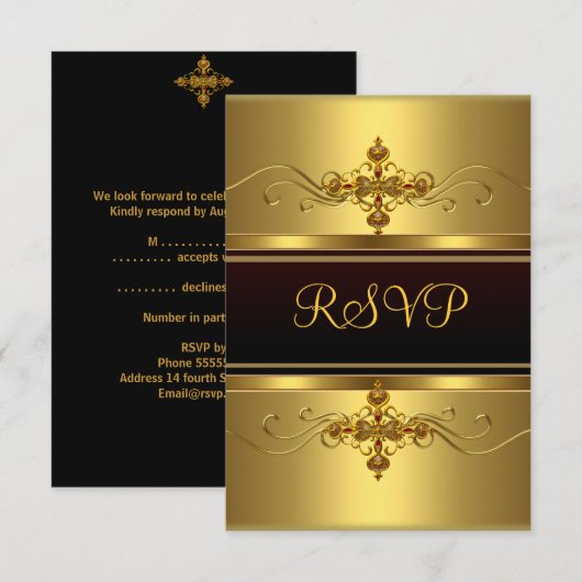 RSVP Party Zwart gouden juweel Klein (Voorkant / Achterkant)