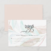 RSVP | Pastel Waterverf Mint Perzik gebladerte Kaartje (Voorkant / Achterkant)