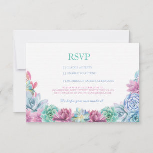 RSVP Pastel Wedding Rustic Succulents Floral Cards