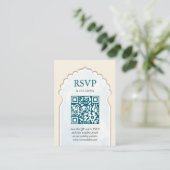 RSVP Peacock Taj Mahal Indiase bruiloft QR-code Informatiekaartje (Staand voorkant)
