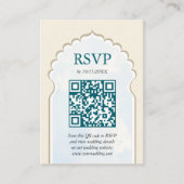 RSVP Peacock Taj Mahal Indiase bruiloft QR-code Informatiekaartje (Voorkant)