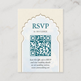 RSVP Peacock Taj Mahal Indiase bruiloft QR-code Informatiekaartje