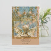 *~ RSVP Peacock  Victoriaans QR AR24 Wedding Kaart (Staand voorkant)