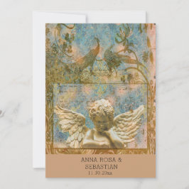 *~ RSVP Peacock  Victoriaans QR AR24 Wedding Kaart