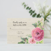 RSVP Peony Roos Rustic Country Boerderij Wood BOHO Kaartje (Staand voorkant)