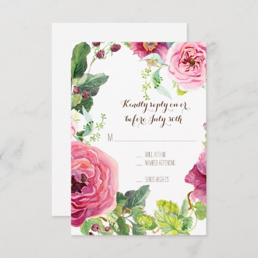 RSVP Peony Roos Wreath Leaf Raspberr Modern Simple (Voorkant / Achterkant)