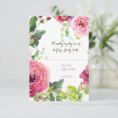 RSVP Peony Roos Wreath Leaf Raspberr Modern Simple Kaartje (Staand voorkant)