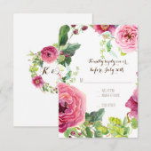 RSVP Peony Roos Wreath Leaf Raspberr Modern Simple Kaartje (Voorkant / Achterkant)