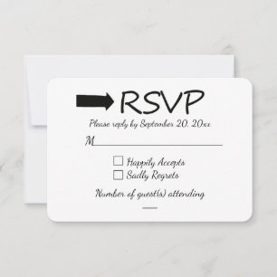 RSVP Pijl Zwart En Wit Huwelijk Feest Reactie Kaartje