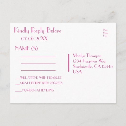 RSVP | Pink Bokeh Lights Uitnodiging Briefkaart (Achterkant)