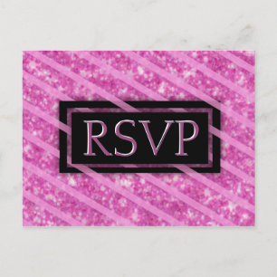RSVP   Pink Glitter Label Uitnodiging Briefkaart