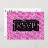 RSVP | Pink Glitter Label Uitnodiging Briefkaart (Voorkant / Achterkant)