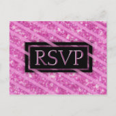 RSVP | Pink Glitter Label Uitnodiging Briefkaart (Voorkant)