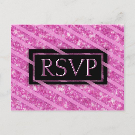 RSVP | Pink Glitter Label Uitnodiging Briefkaart (Voorkant)
