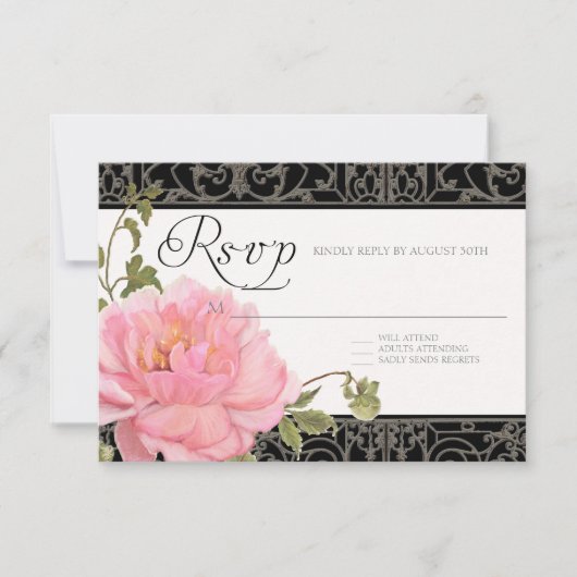 RSVP Pink Peony Fence Elegant Floral Weddings (Voorkant)