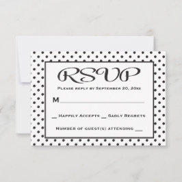 RSVP Polka Dot Black and White Wedding / Party Kaartje