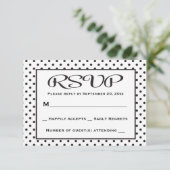 RSVP Polka Dot Black and White Wedding / Party Kaartje (Staand voorkant)