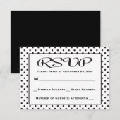 RSVP Polka Dot Black and White Wedding / Party Kaartje (Voorkant / Achterkant)