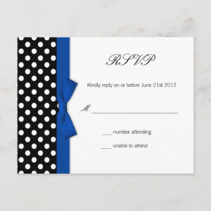 RSVP - Polka Dot Blue Bow Wedding Response Kaart