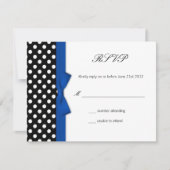 RSVP - Polka Dot Blue Bow Wedding Response Kaart (Voorkant)