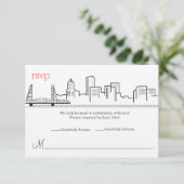 RSVP Portland Silhouette Bruiloft Kaart (Staand voorkant)