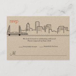 RSVP Portland Silhouette Bruiloft Kaart