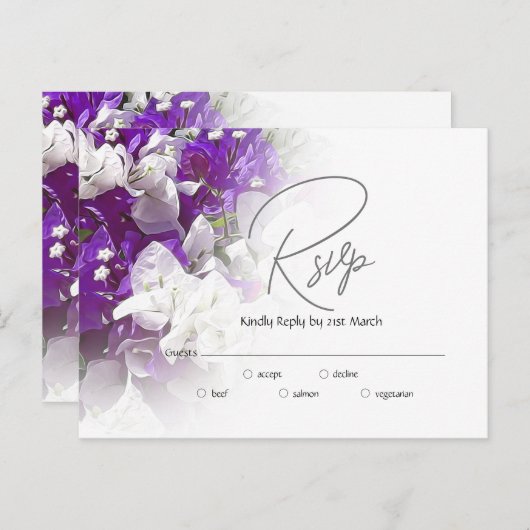 RSVP Postcard Response to Wedding Invite Briefkaart (Voorkant / Achterkant)