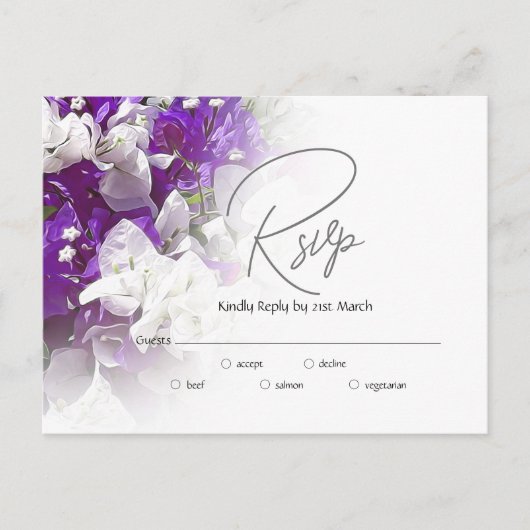 RSVP Postcard Response to Wedding Invite Briefkaart (Voorkant)