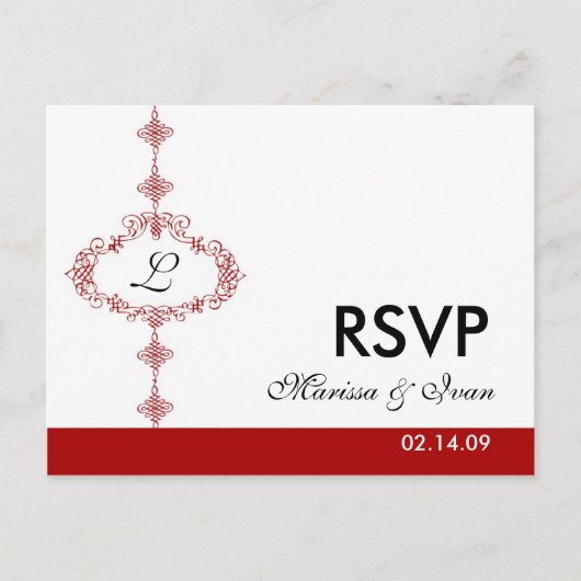 RSVP-postkaart, monogram Uitnodiging Briefkaart (Voorkant)