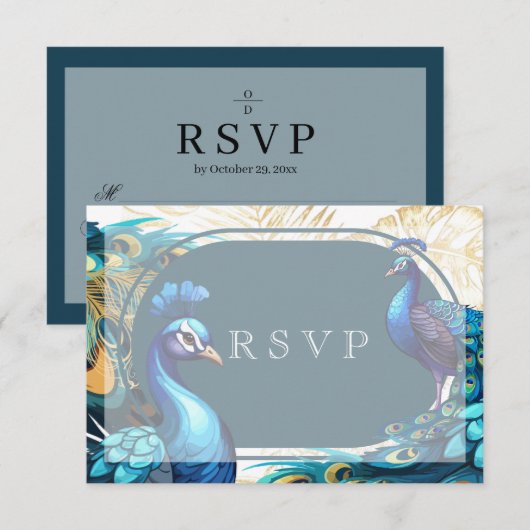 Rsvp Premium Pauwveren Huwelijk  (Voorkant / Achterkant)