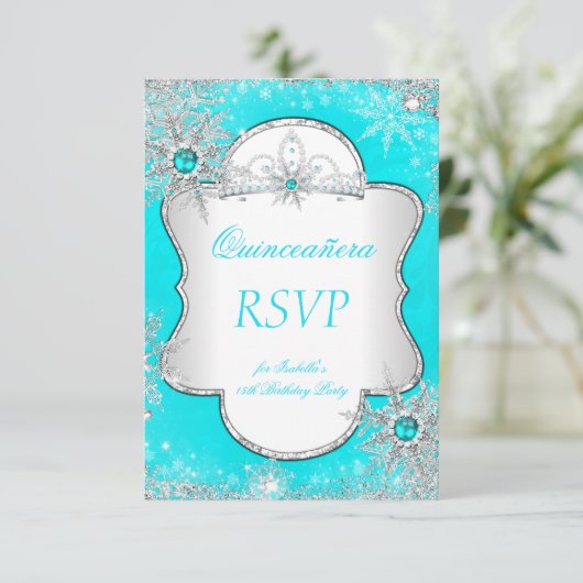 RSVP Princess Quinceanera Aqua Blue Blauwgroen (Staand voorkant)