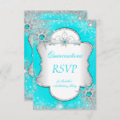 RSVP Princess Quinceanera Aqua Blue Blauwgroen (Voorkant / Achterkant)